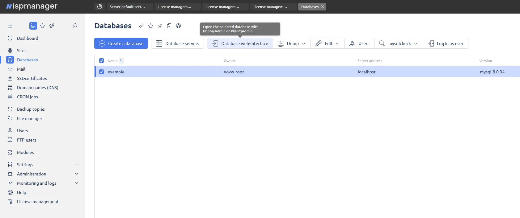 ispmanager web interface