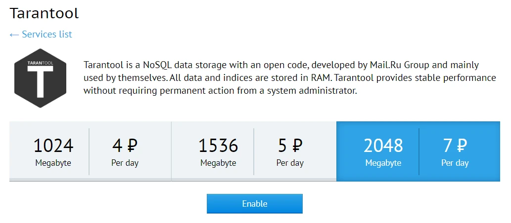 tarantool service app