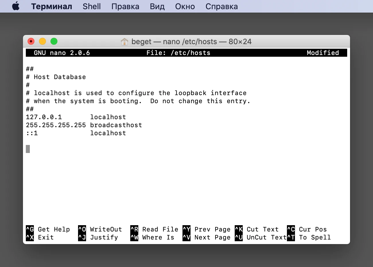 текстовый редактор nano
