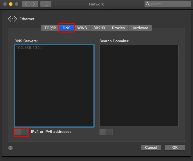 MacOS добавить DNS