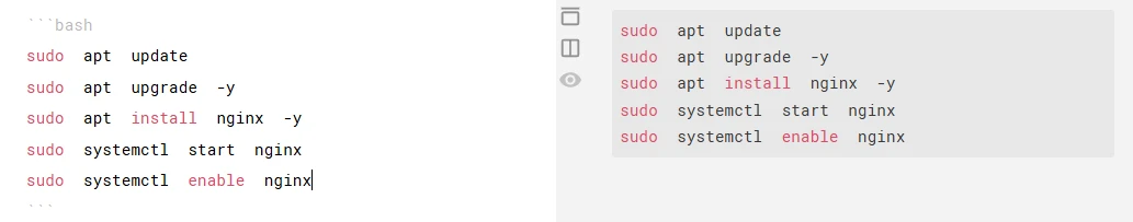 Пример отображения кода в Markdown