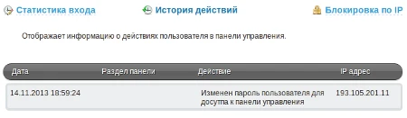 История действий