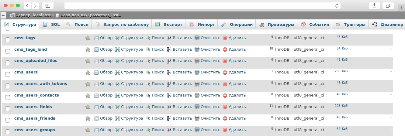 таблицу с пользователями нашего сайта