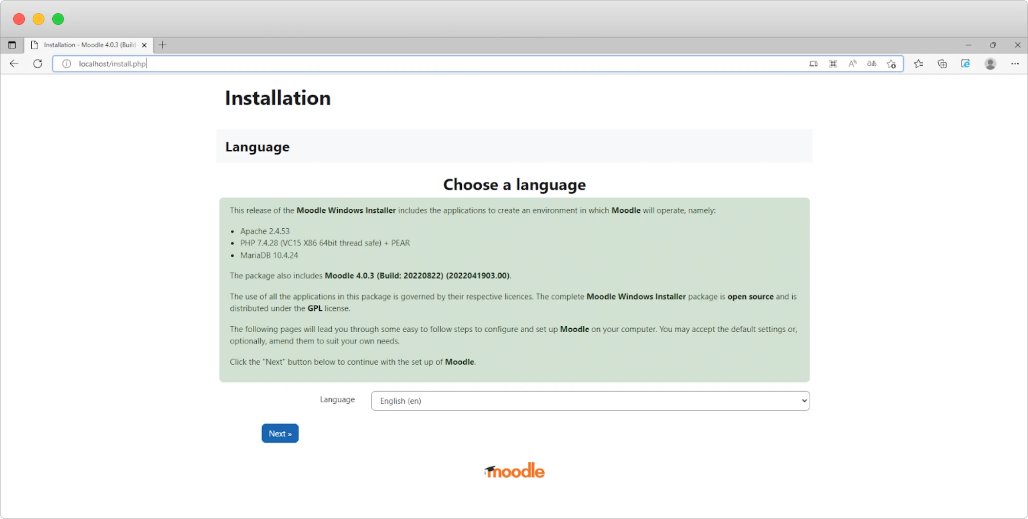 мудл для локального компьютера
