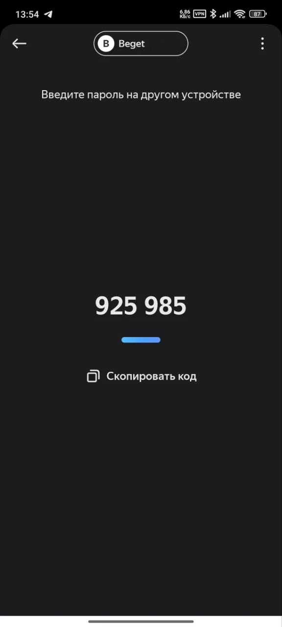 одноразовый код