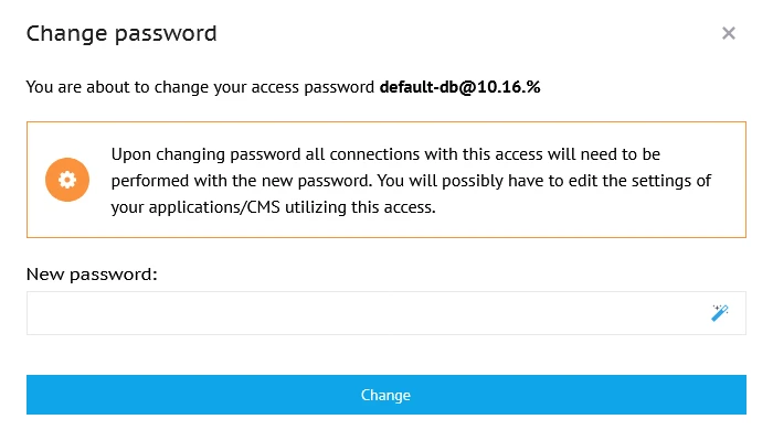 Change password for DB