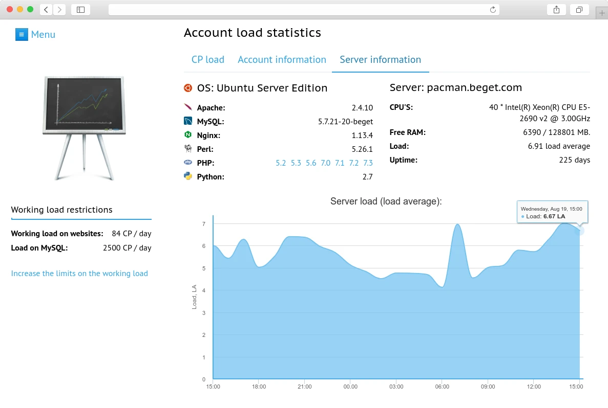 Account statistcs