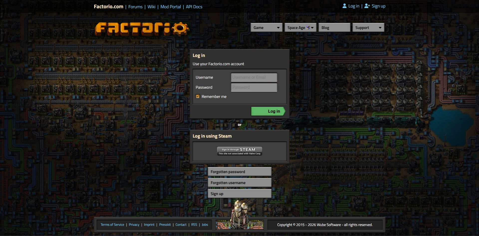авторизация factorio