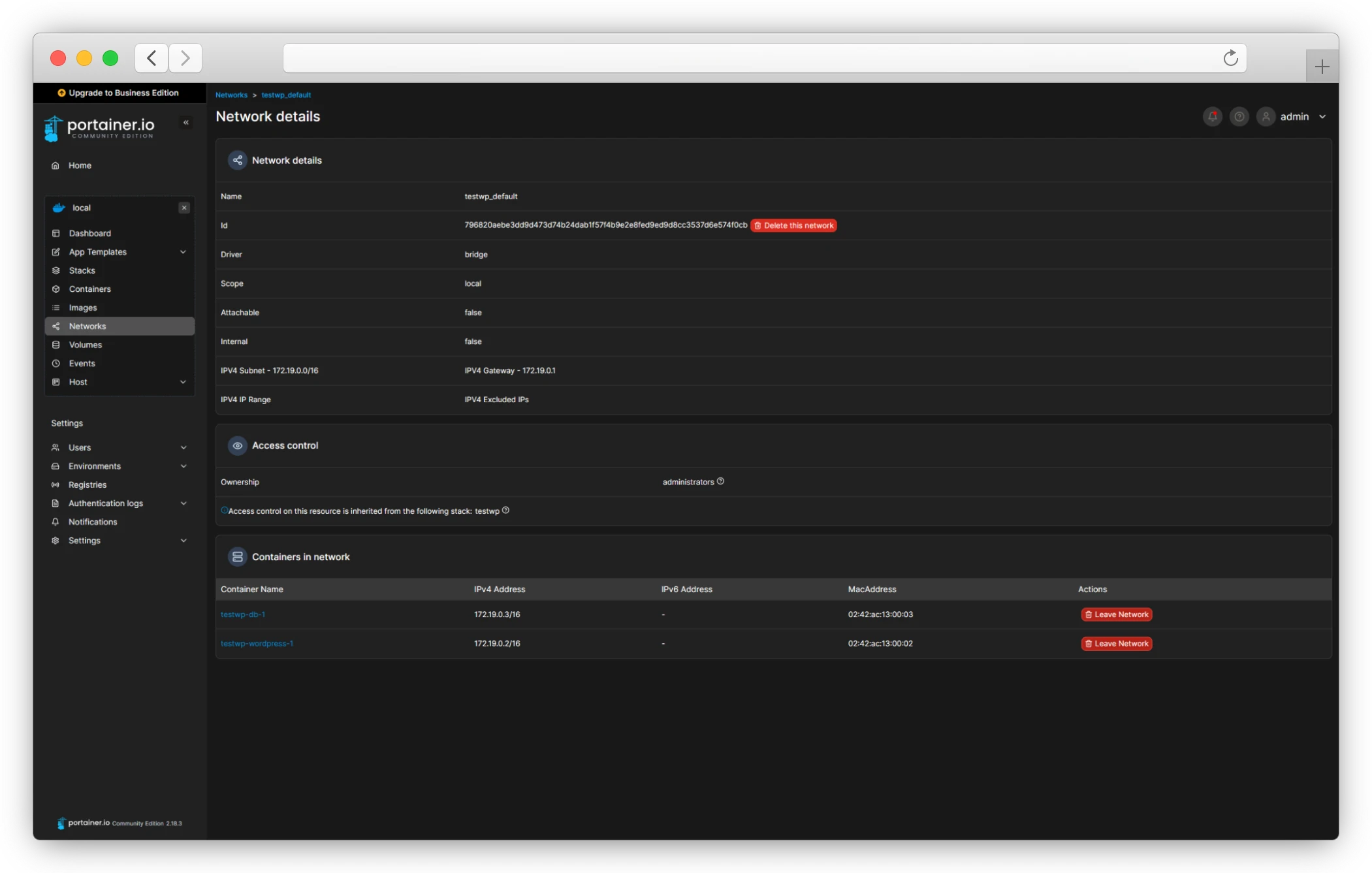страница с подробным описанием сети