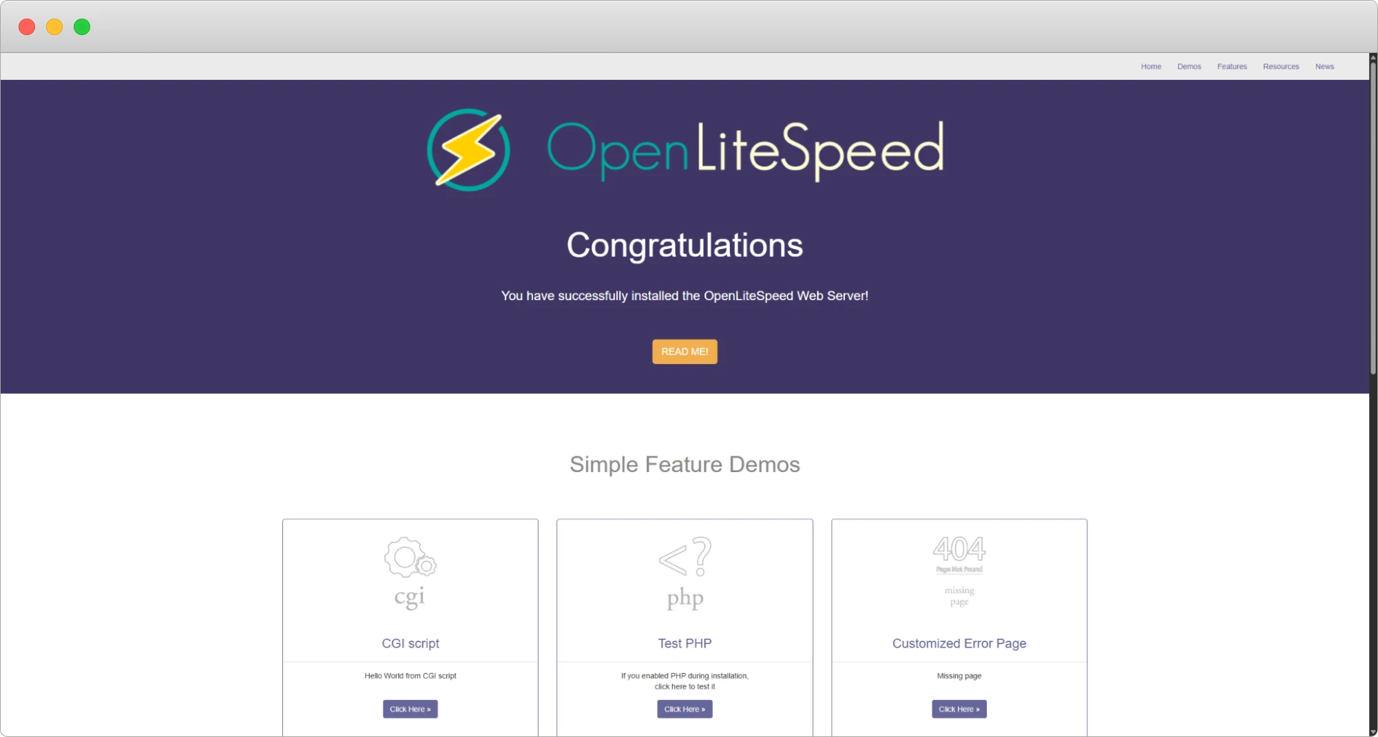 сайт-заглушка OpenLiteSpeed