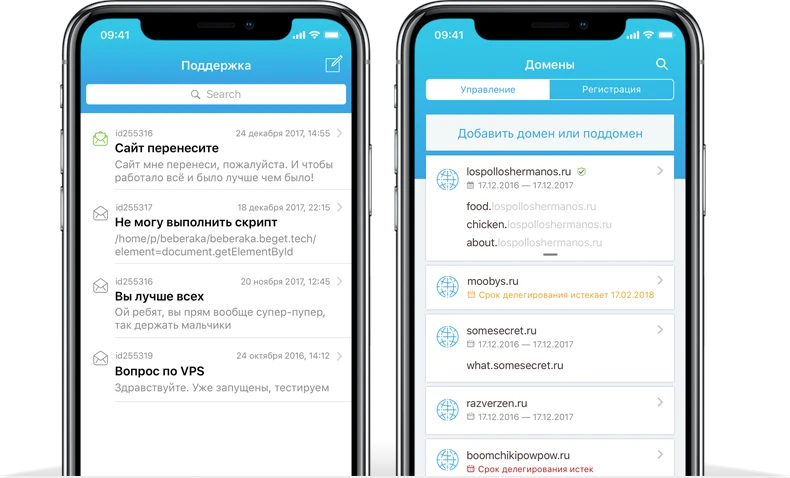 Поддержка и домены