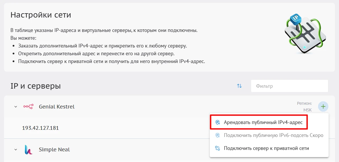 аренда публичного IPv4