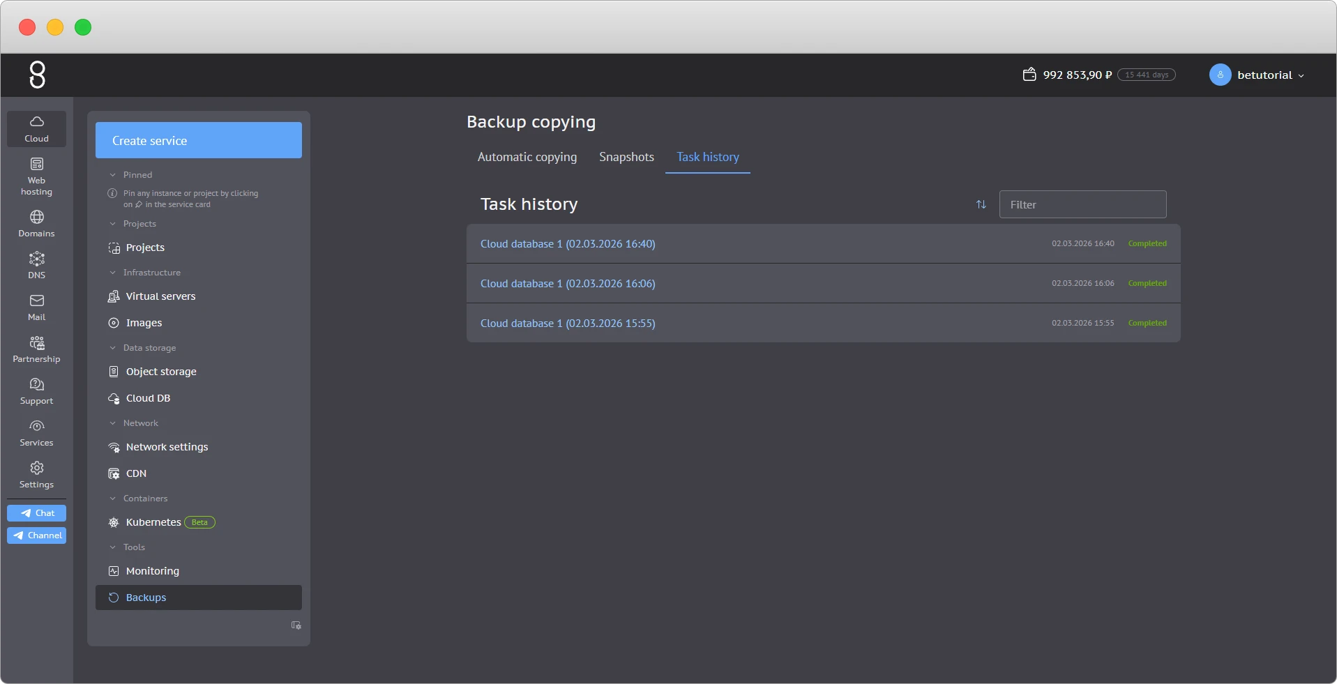 task history