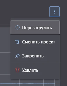 Меню действий сервера с пунктом Перезагрузить