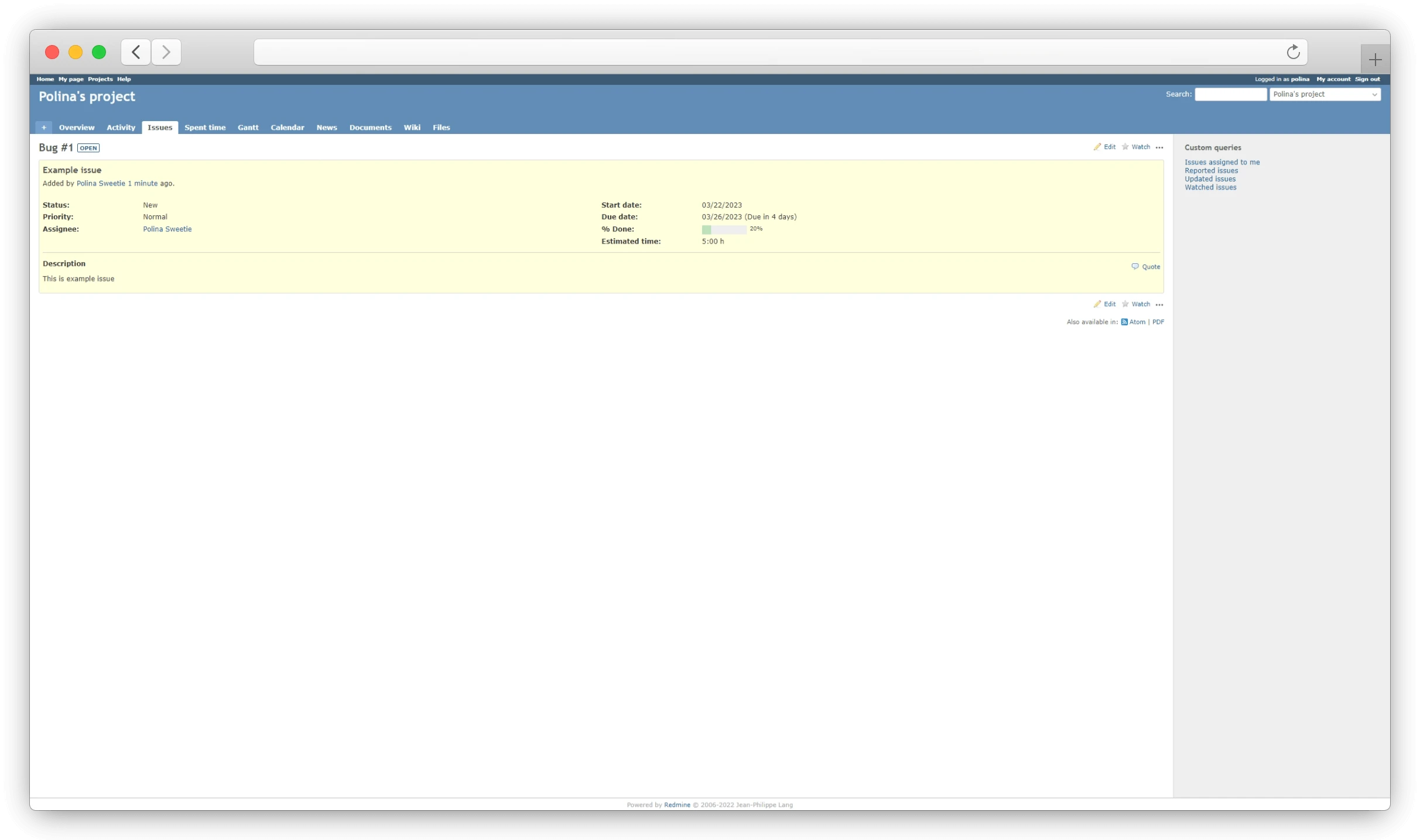 Redmine panel